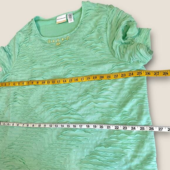 Alfred Dunner Short Sleeve Ruffled Tiered Top Blouse Stretch Pullover 2X Green - Picture 11 of 13